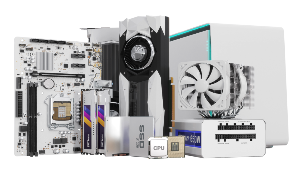 PC-hardware-components-on-transparent-background-PNG Počítačová sestava